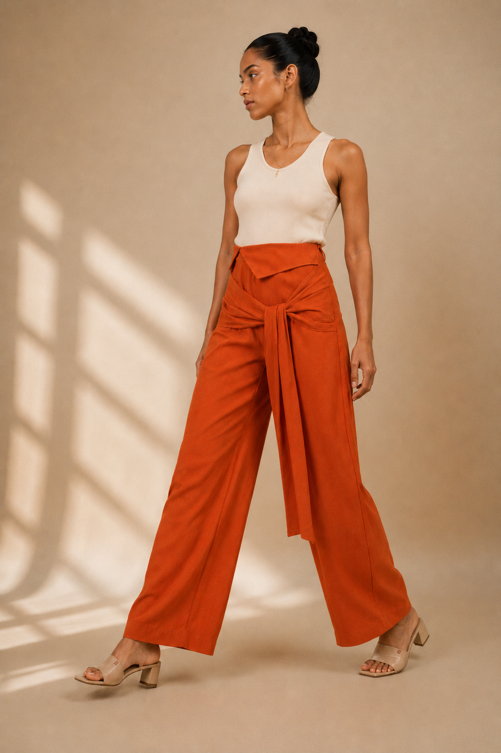 Rustic Orange Wrap Pants in Crush Cotton