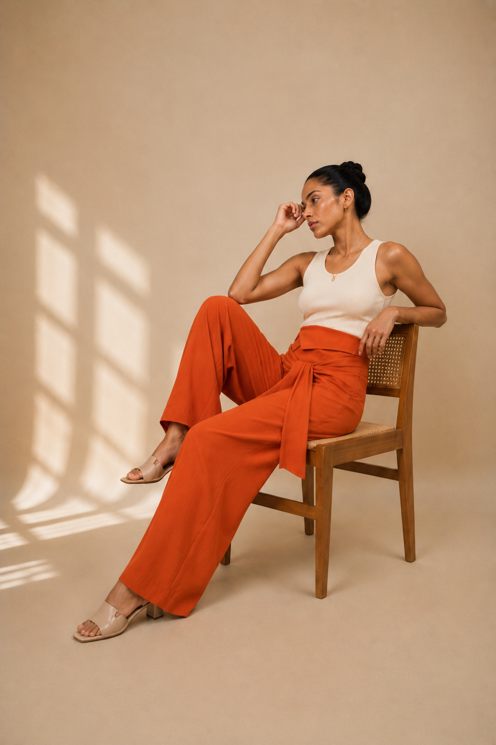 Rustic Orange Wrap Pants in Crush Cotton