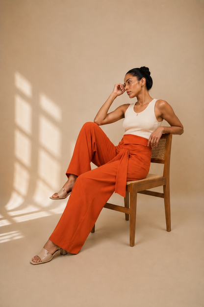 Rustic Orange Wrap Pants in Crush Cotton