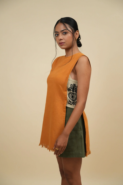 Structured Mustard Overlay in Khadi