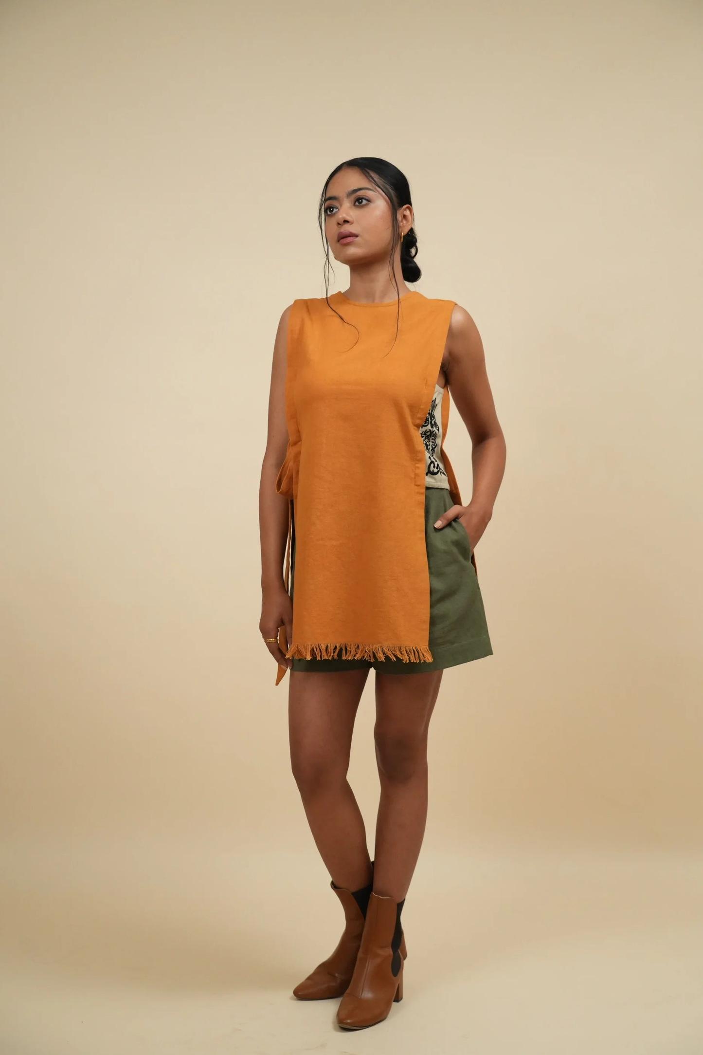Structured Mustard Overlay in Khadi