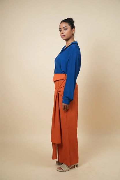 Structured Cobalt Blue Shirt in Viscose Crepe
